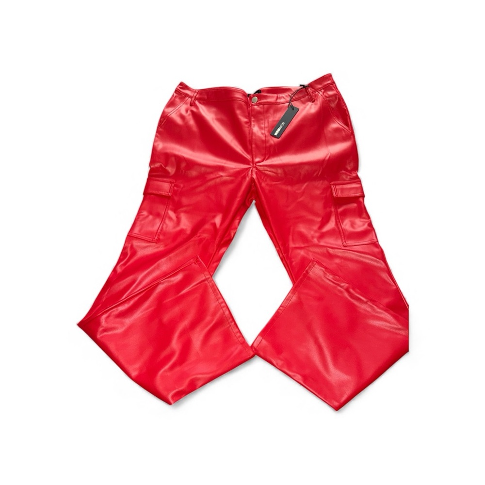 Fashion Nova Red Faux Cargo Pants